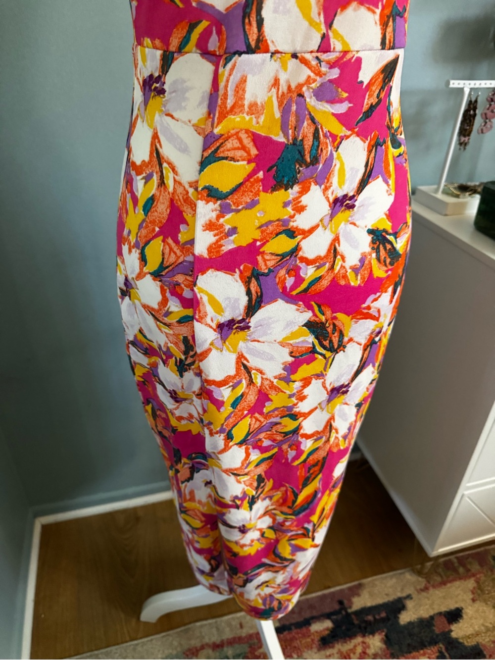 NWT Vernacular Floral Midi Sheath Dress in Pink Tropical Vacation - Picture 3 of 4